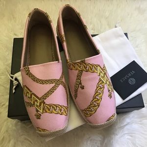 Versace Chain-Print Cotton Espadrille Loafers